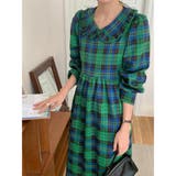 ビッグ襟 チェック柄 レースアップドレス | RAKUku | 詳細画像5 