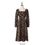 ブラック | 花柄ワンピース 結婚式ワンピース パーティードレス ロング丈 韓国ファッション | RAKUku