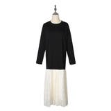 24NEW 異素材 レース ワンピース  エレガント ゆったり ワンピース | RAKUku | 詳細画像9 