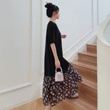 春夏 半袖 ワンピース ロング丈 シンプル 無地 花柄 韓国ファッション | RAKUku | 詳細画像4 