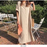 ベージュ | 24NEW シャツワンピース ロング丈 マキシ丈 韓国ファッション | RAKUku