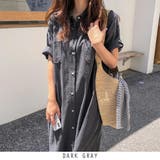 ダークグレー | 24NEW シャツワンピース ロング丈 マキシ丈 韓国ファッション | RAKUku