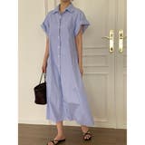 ストライプ シャーツワンピース 韓国ファッション | RAKUku | 詳細画像2 