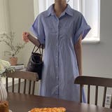 ストライプ シャーツワンピース 韓国ファッション | RAKUku | 詳細画像5 