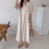 ストレスフリー Vネック ゆったりワンピース 半袖  ロング丈 | RAKUku | 詳細画像2 