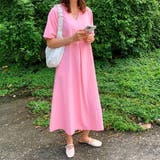 ストレスフリー Vネック ゆったりワンピース 半袖  ロング丈 | RAKUku | 詳細画像9 