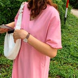 ストレスフリー Vネック ゆったりワンピース 半袖  ロング丈 | RAKUku | 詳細画像10 