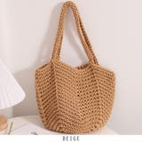 ベージュ | 春 夏 編みニットかごバッグ | RAKUku