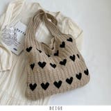 ベージュ | 24NEW ハート柄 ニットバッグ | RAKUku