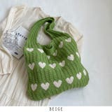 グリーン | 24NEW ハート柄 ニットバッグ | RAKUku