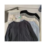 ライトブルー | さらてろ ストレッチラウンドトップス カットソー 長袖 無地 薄手 涼しい | RAKUku