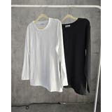 ラウンドロングTシャツ ロンT シンプル Tシャツ インナー 長袖 無地 | RAKUku | 詳細画像5 