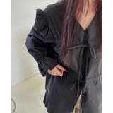 2color パワーショルダー Vネックフリルトップス | RAKUku | 詳細画像10 