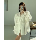 ホワイト | 2color パワーショルダー Vネックフリルトップス | RAKUku