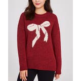 レッド | 4color フロントリボン クルーネック | RAKUku