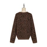 2color レオパード クルーネック ニットプルオーバー ゆったり 暖かい | RAKUku | 詳細画像12