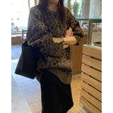 2color レオパード クルーネック ニットプルオーバー ゆったり 暖かい | RAKUku | 詳細画像5