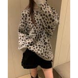 2color レオパード クルーネック ニットプルオーバー ゆったり 暖かい | RAKUku | 詳細画像6