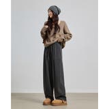 チャコール | 4color 裏ピーチ バレルレッグパンツ | RAKUku