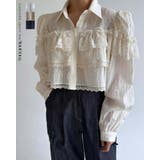 3collor パワーショルダー フリルレースブラウス 長袖シャツ 無地 長袖 | RAKUku | 詳細画像1 