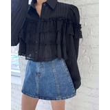 3collor パワーショルダー フリルレースブラウス 長袖シャツ 無地 長袖 | RAKUku | 詳細画像3 