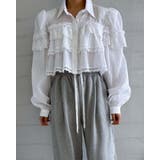 3collor パワーショルダー フリルレースブラウス 長袖シャツ 無地 長袖 | RAKUku | 詳細画像5 