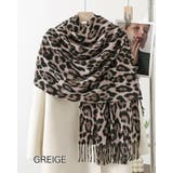 グレージュ | 3color レオパード柄プリントストール ヒョウ柄 | RAKUku