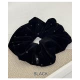 ブラック | 5color ベロアドットシュシュ 高級感 | RAKUku