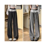 レース付き ワイドパンツ レーディス ウエストゴム 春夏 韓国ファッション | RAKUku | 詳細画像8 