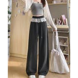 レース付き ワイドパンツ レーディス ウエストゴム 春夏 韓国ファッション | RAKUku | 詳細画像4 