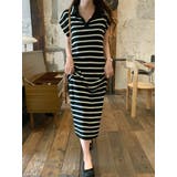 ブラック | ボーダーサマーニット ワンピース ロングワンピース | RAKUku