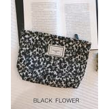 ブラックフラワー | 花柄 リボン マルチポーチ | RAKUku