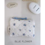 ブルーフラワー | フラワーマルチミニポーチ 化粧ポーチ メイクポーチ | RAKUku