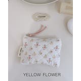 イエローフラワー | フラワーマルチミニポーチ 化粧ポーチ メイクポーチ | RAKUku
