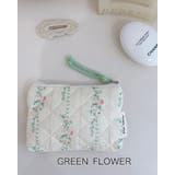 グリーンフラワー | フラワーマルチミニポーチ 化粧ポーチ メイクポーチ | RAKUku