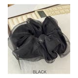 ブラック | シースルーレイヤードシュシュ 高級感 エレガント | RAKUku