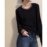 ブラック | 【3color】メローフリル レイヤードトップス レディース | RAKUku