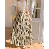 【4color】バックスリット 水彩フラワープリーツスカート ウエストゴム | RAKUku | 詳細画像7