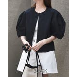 ブラック | 【2color】 バルーンスリーブ ノーカラーブルゾン | RAKUku