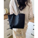 ブラック | 【軽量 ポーチ付き】編み込みデザイン PUレザートートバッグ | RAKUku
