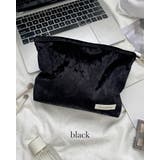 ブラック | 【3color】ベロア風 マルチポーチ レディース | RAKUku