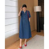 【マタニティ対応】やわらかデニムライク Vネックワンピース ゆったり | RAKUku | 詳細画像4 