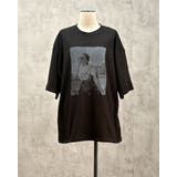 ブラック | プリントTシャツ モノクロトン 半袖 | RAKUku