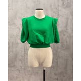 グリーン | パフスリーブ カットソー 半袖 | RAKUku