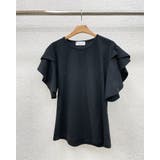 ブラック | フリルスリーブ 半袖 Tシャツ | RAKUku