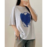 ホワイトメランジ | ハートロゴ プリントTシャツ 半袖 | RAKUku
