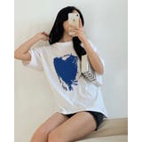 ホワイト | ハートロゴ プリントTシャツ 半袖 | RAKUku