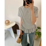 グレー | 裾フリルTシャツ レーディス 綿100 | RAKUku