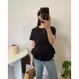 ブラック | 裾フリルTシャツ レーディス 綿100 | RAKUku