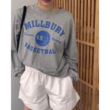 グレー | スウェット風クロップドロングTシャツ カットソー ロンT | RAKUku